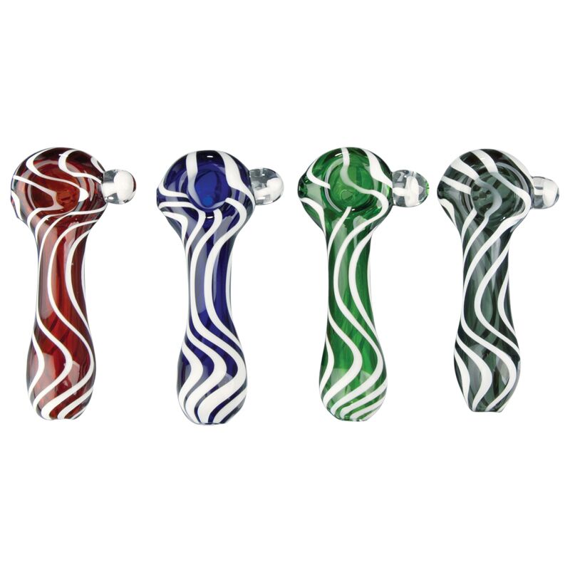 Red Eye Glass Zebra Spoon With Mushroom Marble Hand Pipe