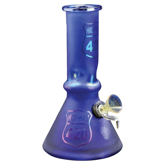 Retro Glass 8" Metallic Hwy 420 Beaker Base Tube with Ice Pinch