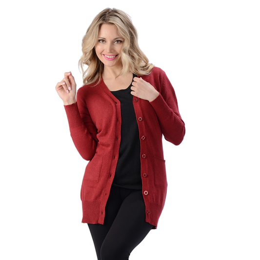 Women's Hemp Long Cardigan Burgundy