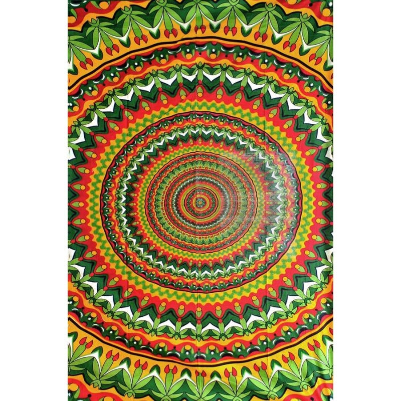 55" x 85" Tapestry - Rasta Circles w/ Leaves