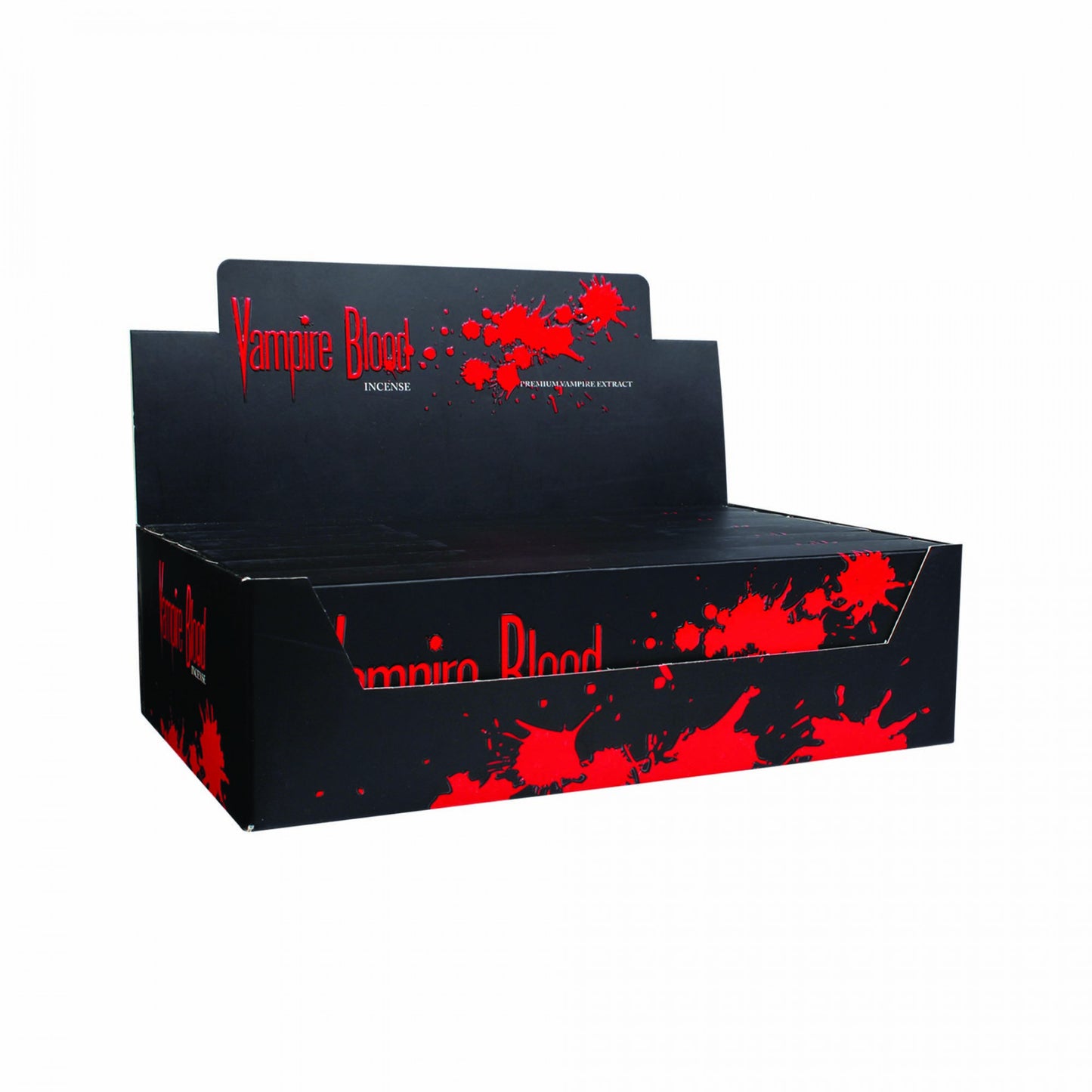 Display case of Vampire Blood Incense. Headshop Vancouver Canada.