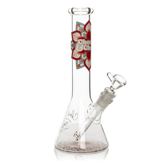 Cheech & Chong Glass 10" Mandala Glow-in-the-Dark Water Pipe