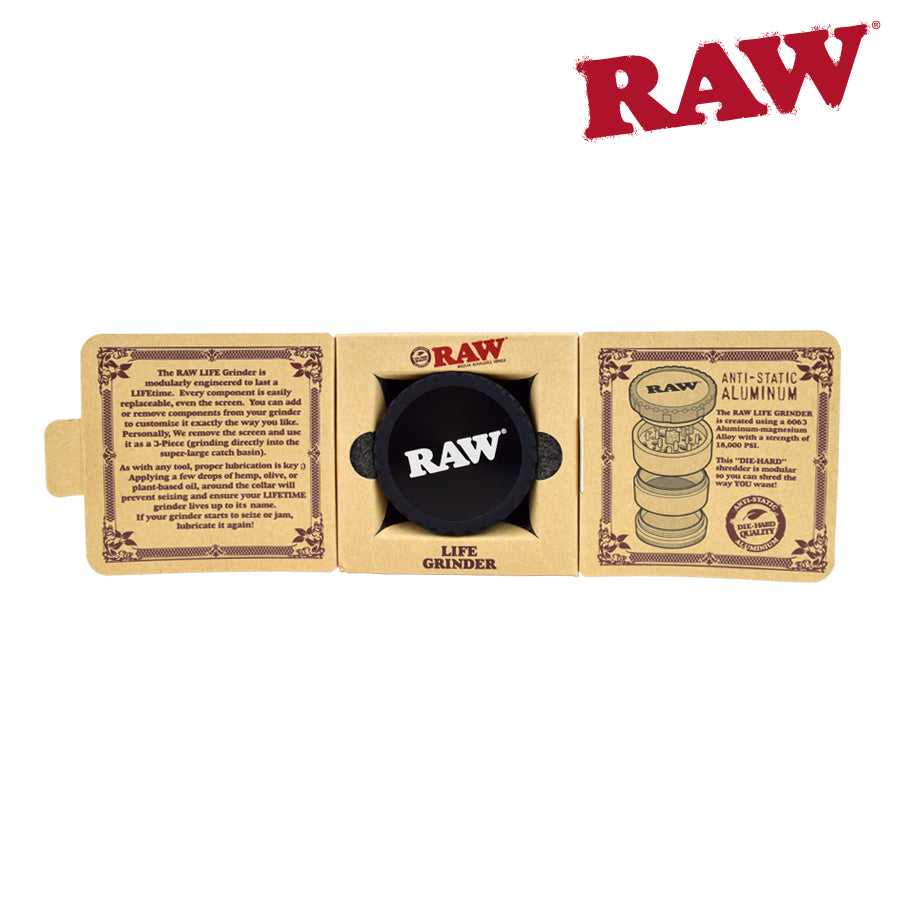 RAW 4 pieceLife Grinder in Rawthentic Packaging.  Headshop Vancouver Canada