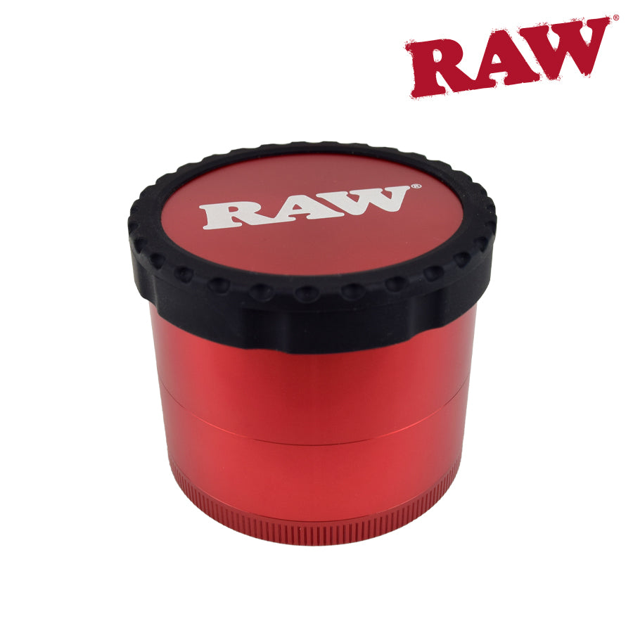 RAW 4 Piece Life Grinder-Version 2 in Red. Headshop Vancouver Canada
