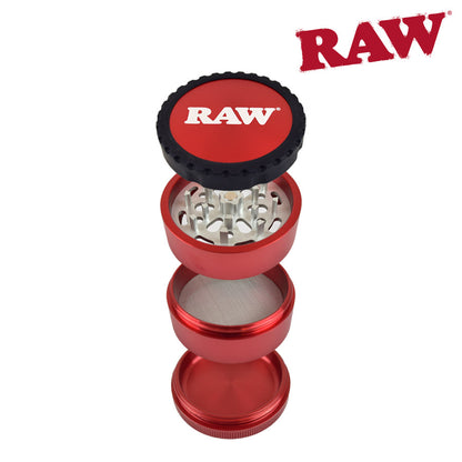 RAW 4 Piece Life Grinder-Version 2 in Red. Head shop Vancouver Canada