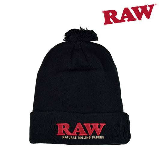 RAW Pompom Hat Toque Black