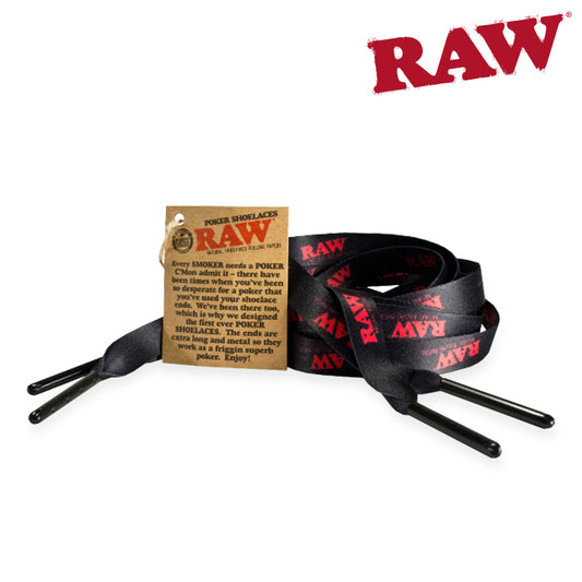 Black Shoe Laces with Red RAW Logo and Poker Tips