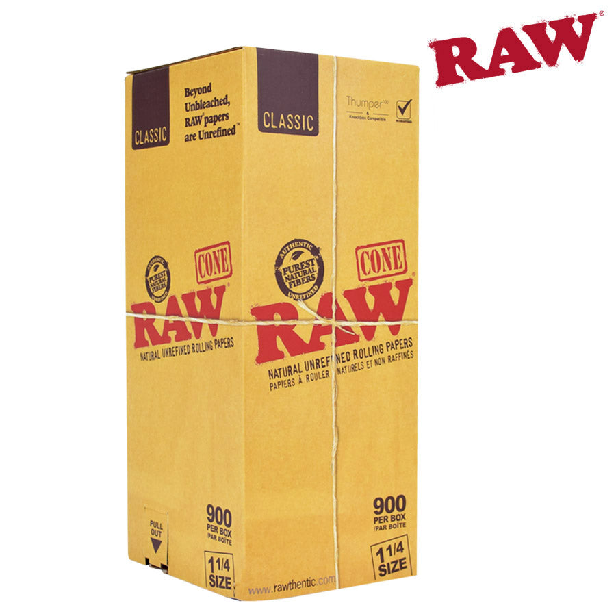 RAW Classic Natural Unrefined Pre-Rolled 1 1/4 Cones- 900 Box