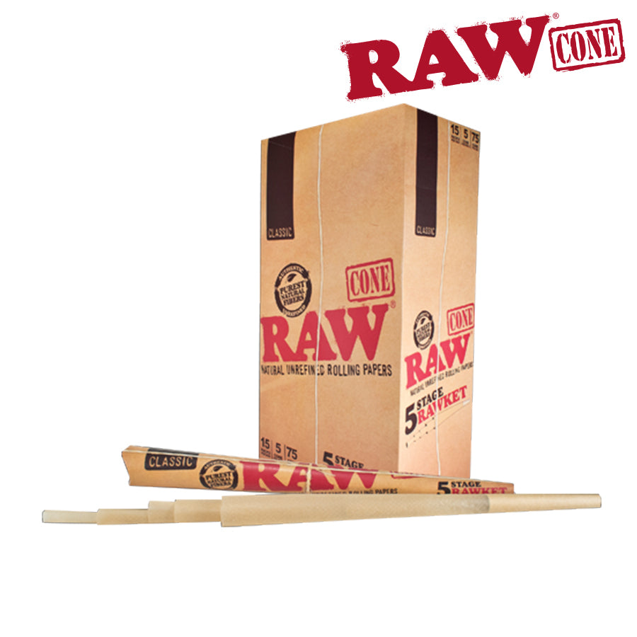RAW Rolling Papers 5 Stage Rawket. Includes 5 cones.