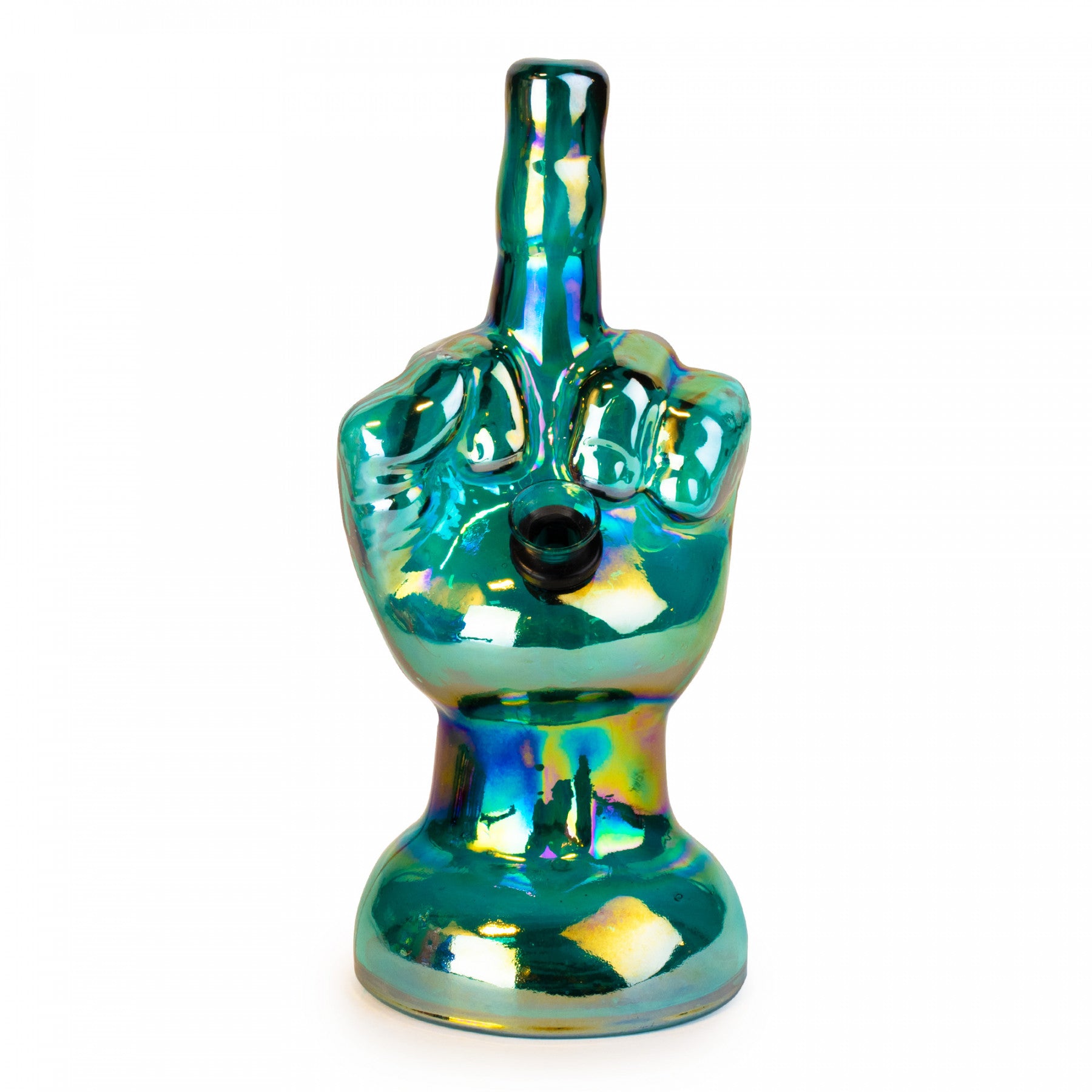 Metallic Green Hand Pipe with Extended Middle Finger