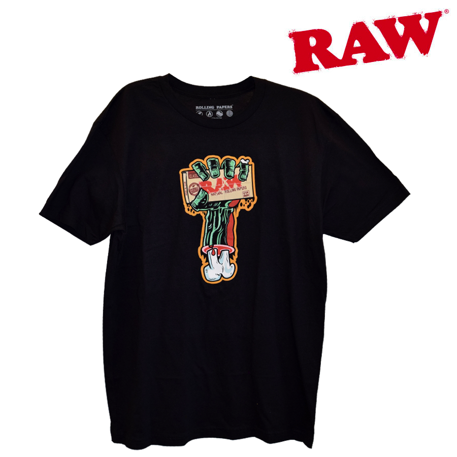 RAW Zombie Arm T-Shirt. Available in sizes small to xxl