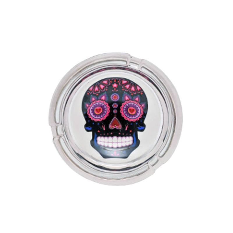 Day of the Dead Glass Ashtray - Black