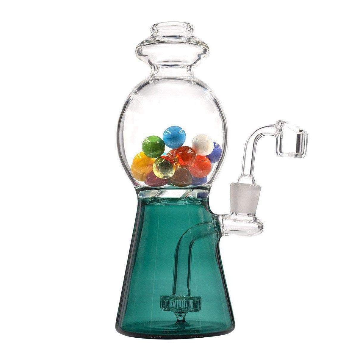 Glass Rig that looks like a gumball machine with glass gumballs in it