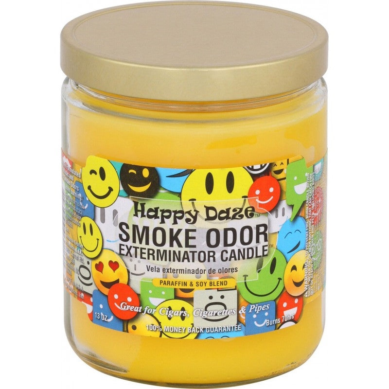Happy Daze Smoke Odor Candle in Glass Jar with Gold Lid
