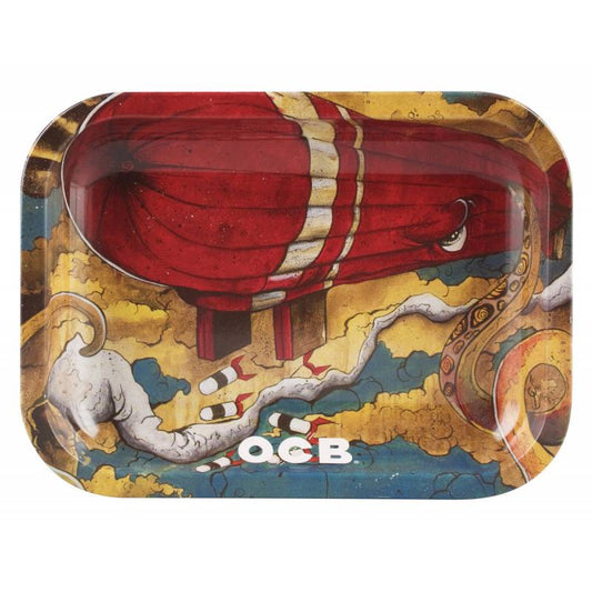 OCB 7.5" x 5.5" Small Metal Rolling Tray - Max Vs Octopus Version 2