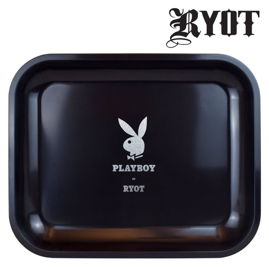 Playboy by Ryot Rolling Trays-Silver Bunny Large